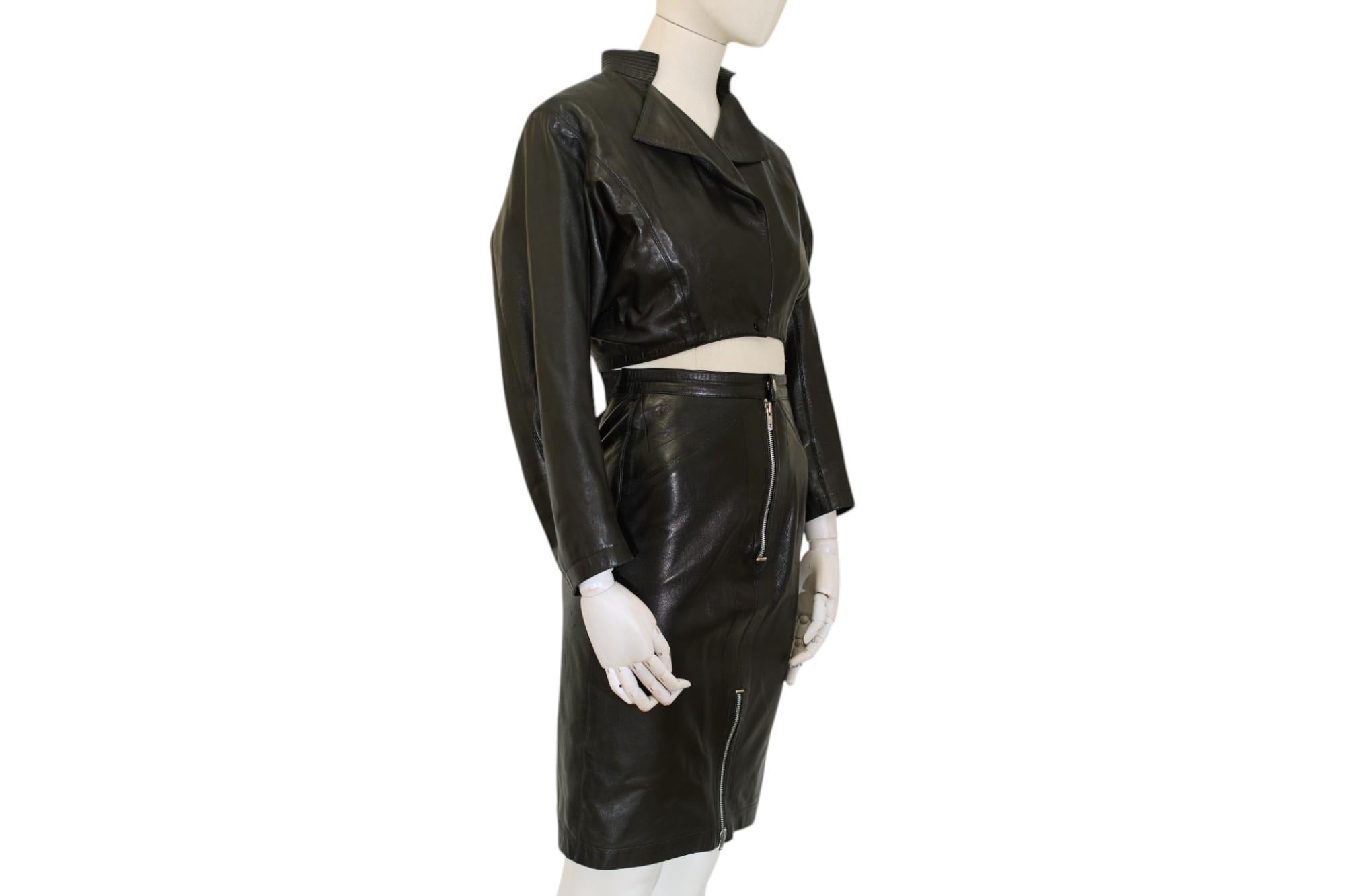 Alaiä 80s Leather Bomber and Skirt Set In condizioni buone in vendita a Amsterdam, NH