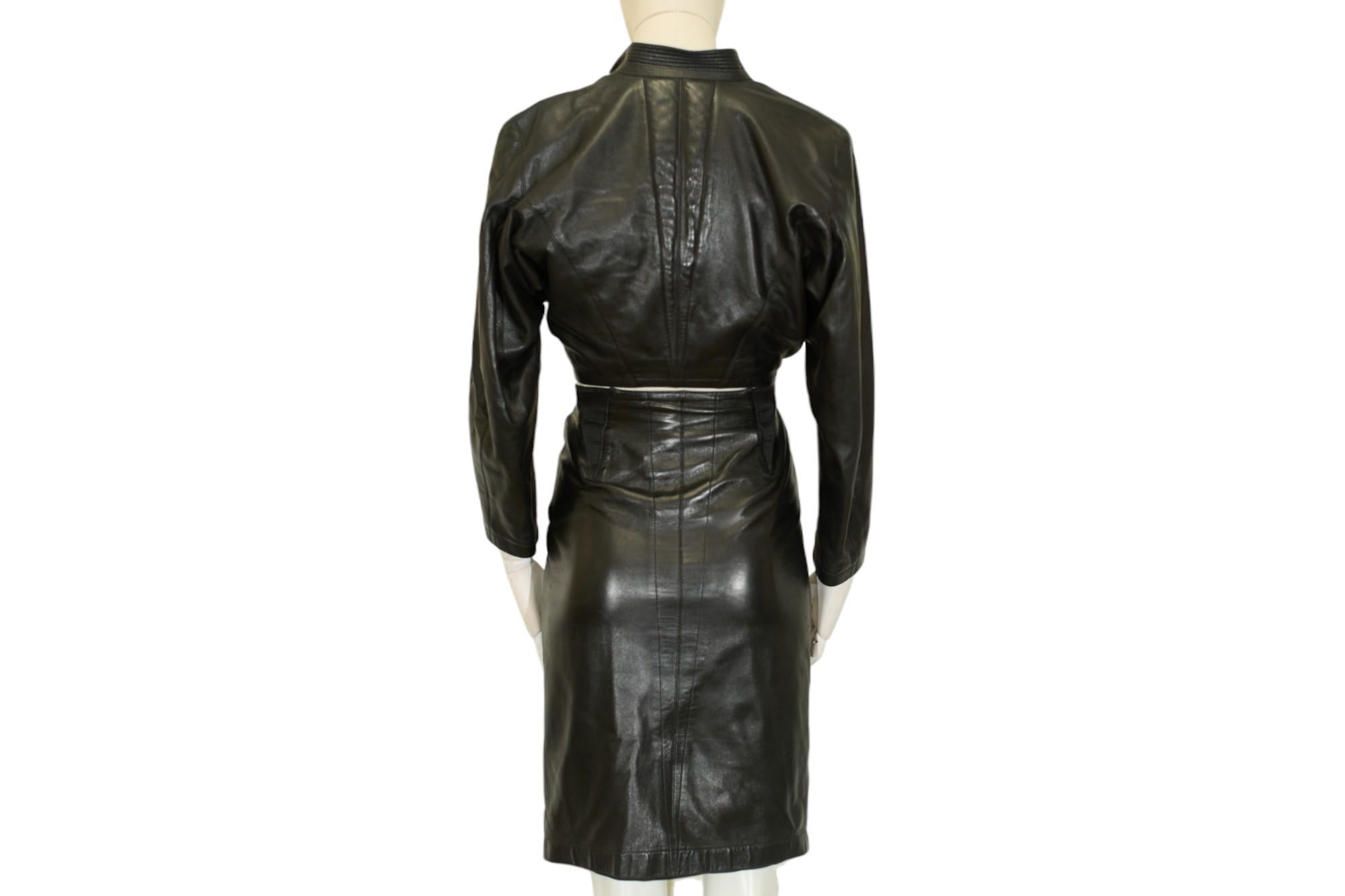 Alaiä 80s Leather Bomber and Skirt Set in vendita 2