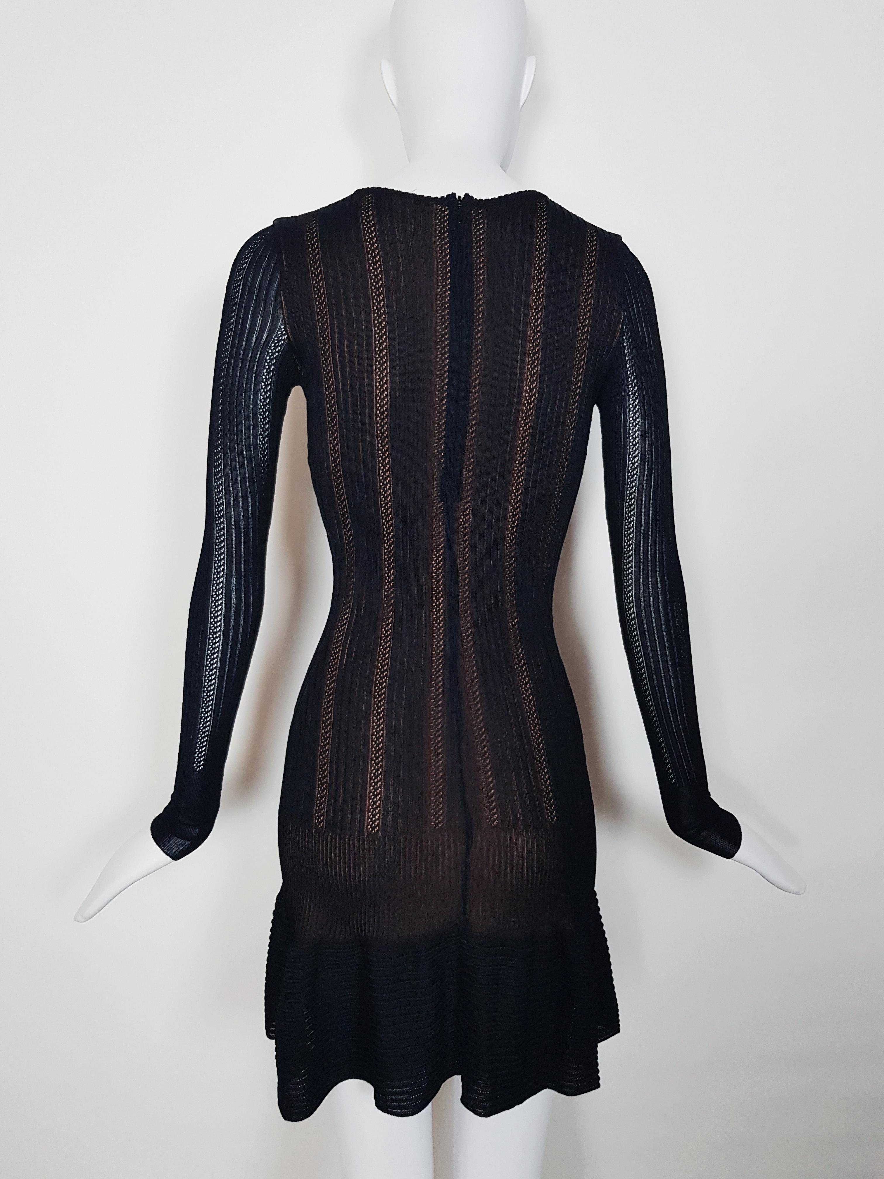 Black ALAÏA 1990 black knitted mini dress For Sale