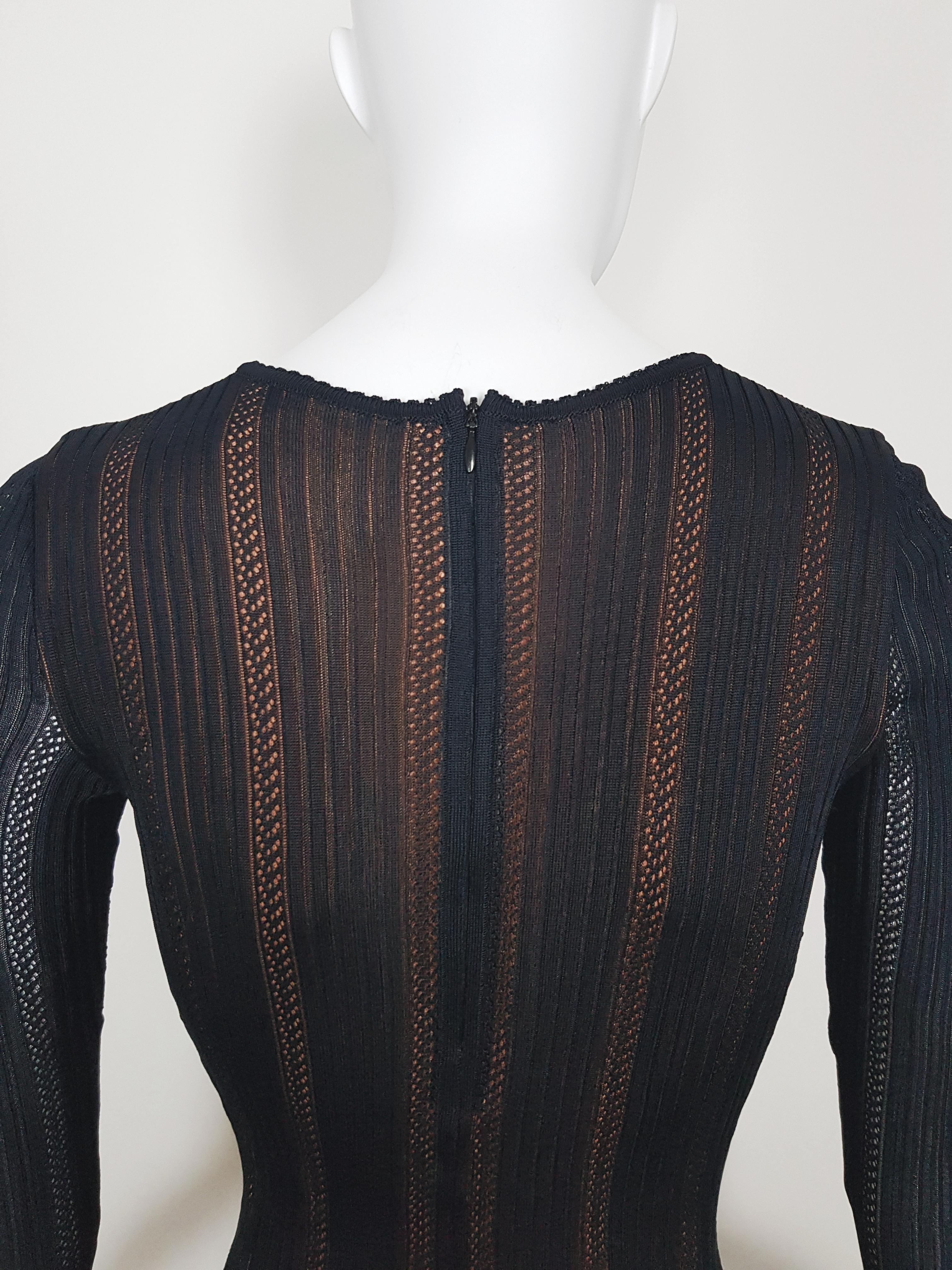 ALAÏA 1990 black knitted mini dress  In Excellent Condition For Sale In Genève, CH