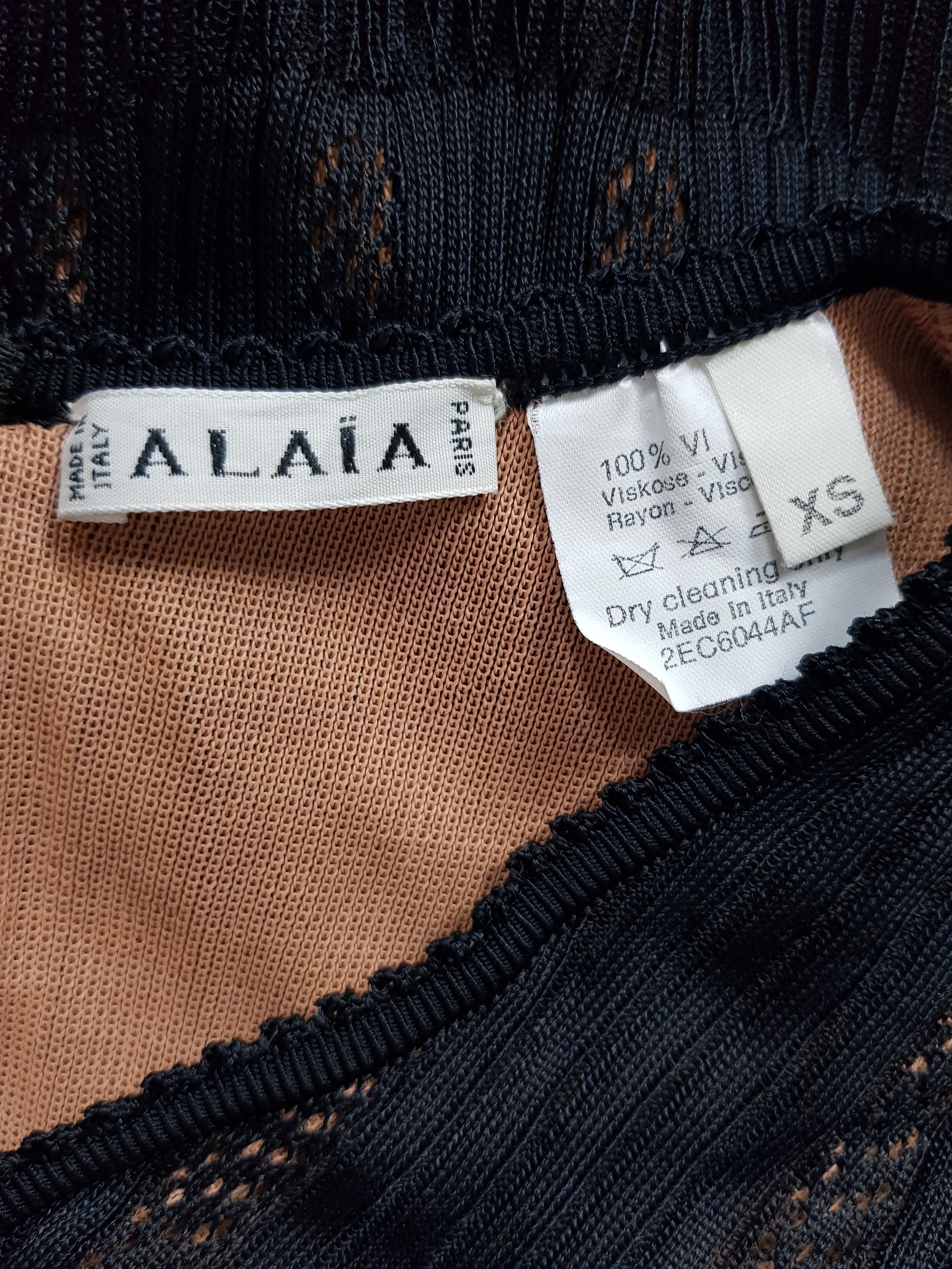 ALAA - Robe courte en maille noire, 1990  en vente 1
