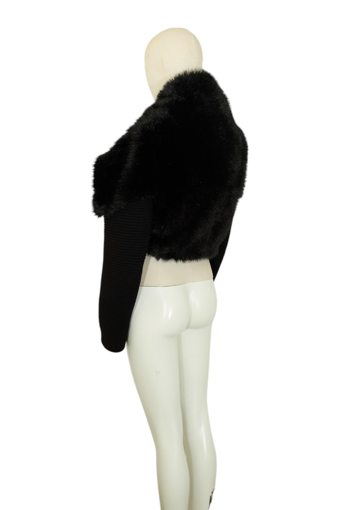 Women's Alaïa 90s Faux Fur Black Bomber Jacket For Sale