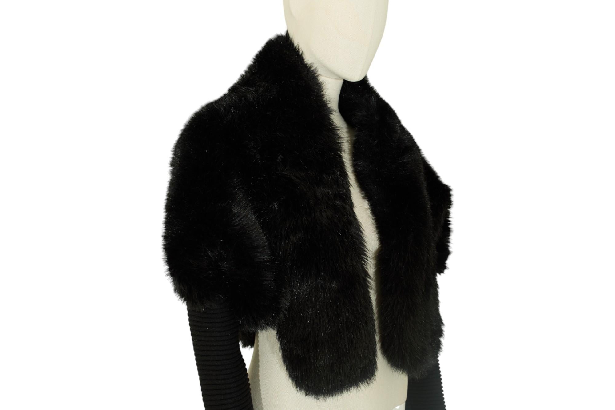 Alaïa 90s Faux Fur Black Bomber Jacket For Sale 2