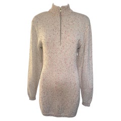 Alaia A/W Flecked Beige Mini Zip-Up Sweater Dress, 1986