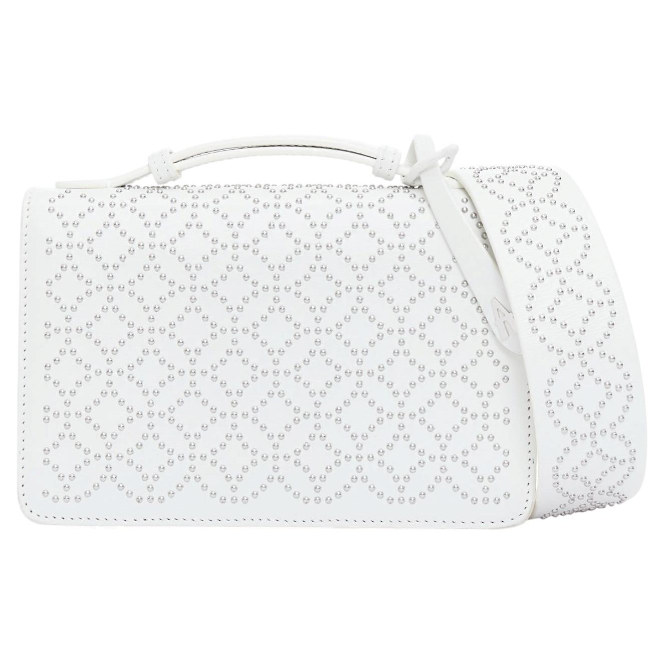 Alaïa Arabesque Franca sac à bandoulière clouté blanc argenté en vente