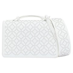 ALAIA Arabesque Franca white silver studded crossbody bag