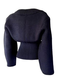 Cárdigan de punto de lana azul marino con cremallera de ALAÏA, colección de pasarela Otoño/Invierno 1986