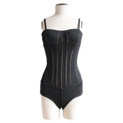 Alaïa Autumn/Winter 1991 Runway Christy Turlington Black Corset Bodysuit
