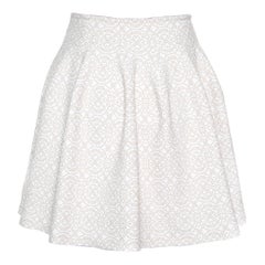 Alaia Beige Lurex Jacquard Patterned High Waist Mini Skirt M