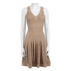 Alaïa Beige Metallic Textured Knit Mini Dress Size L Alaïa Beige Metallic Textured Knit Mini Dress Size L