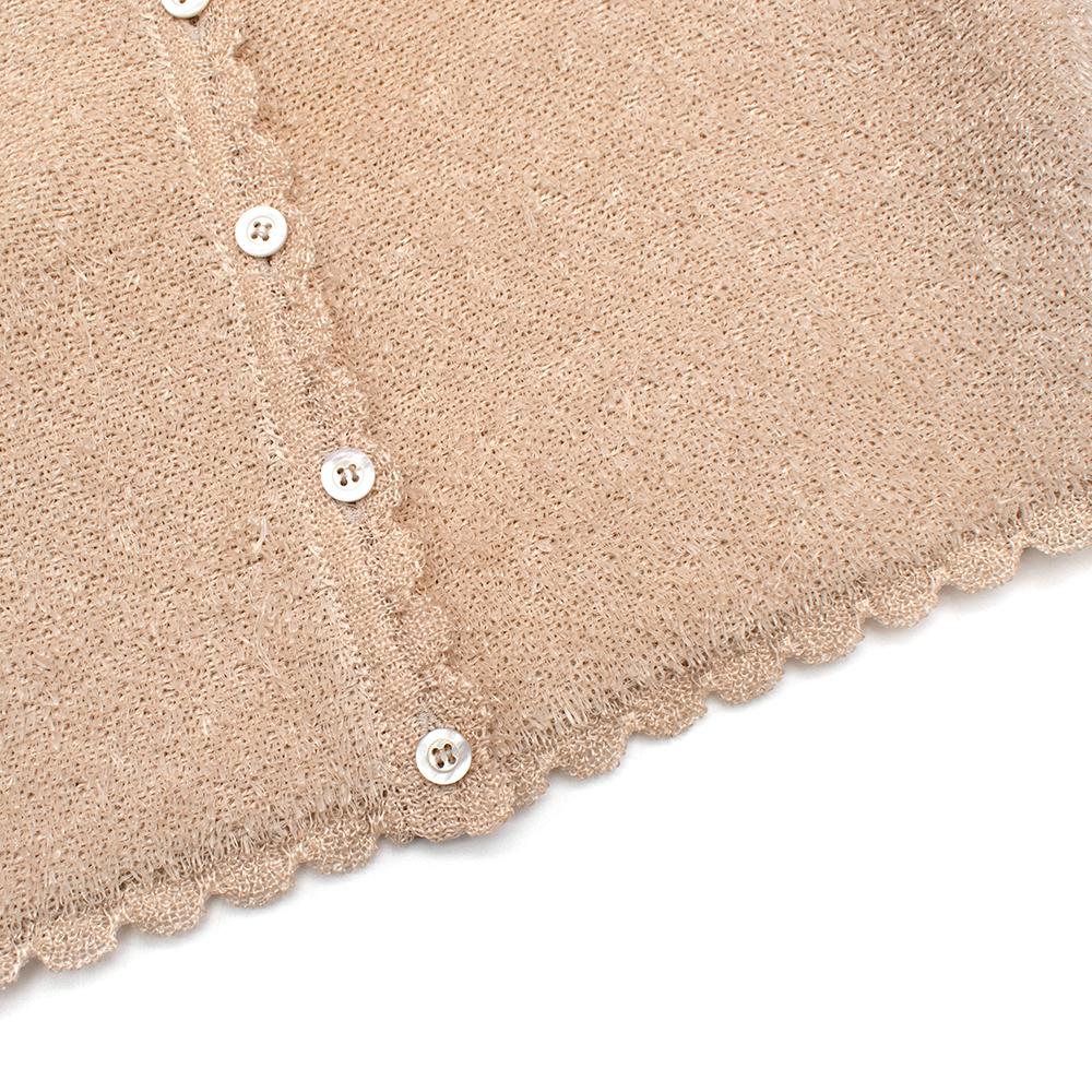 Women's or Men's Alaia Beige Short Sleeve Textured Scalloped Crop Cardigan S