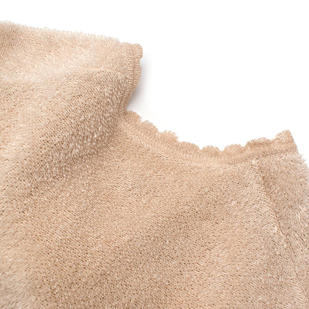 Alaia Beige Short Sleeve Textured Scalloped Crop Cardigan S 2