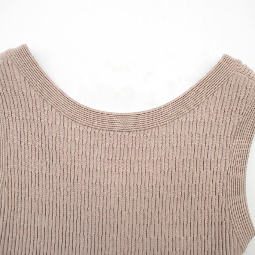 Women's Alaia Beige Stretch Knit Dress US 6 For Sale