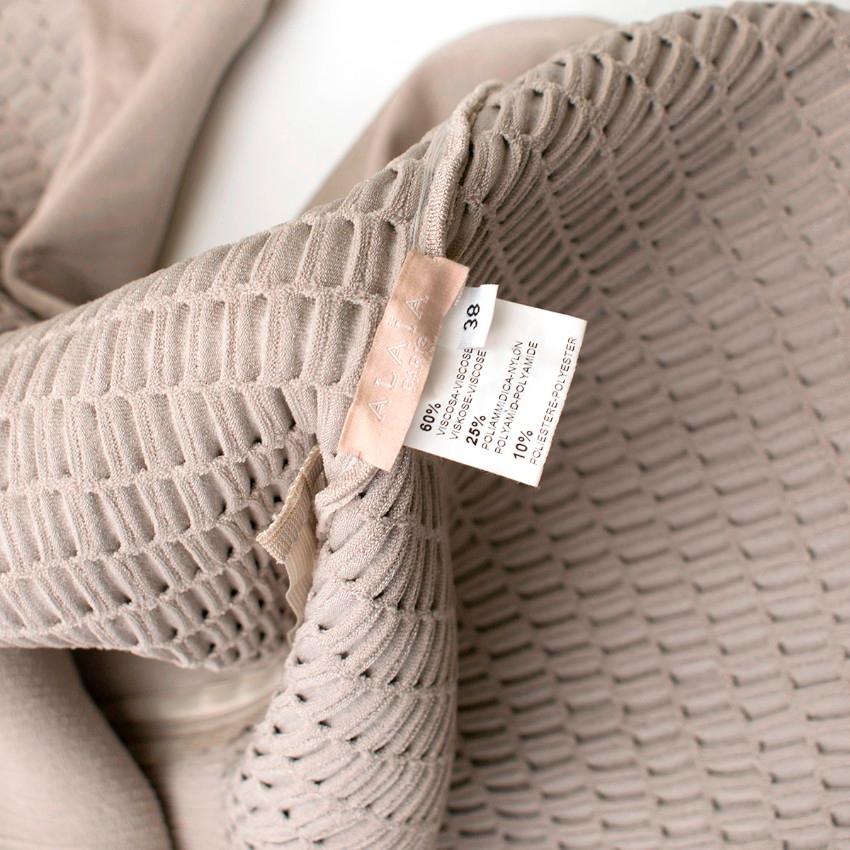 Alaia Beige Stretch Knit Dress US 6 For Sale 3