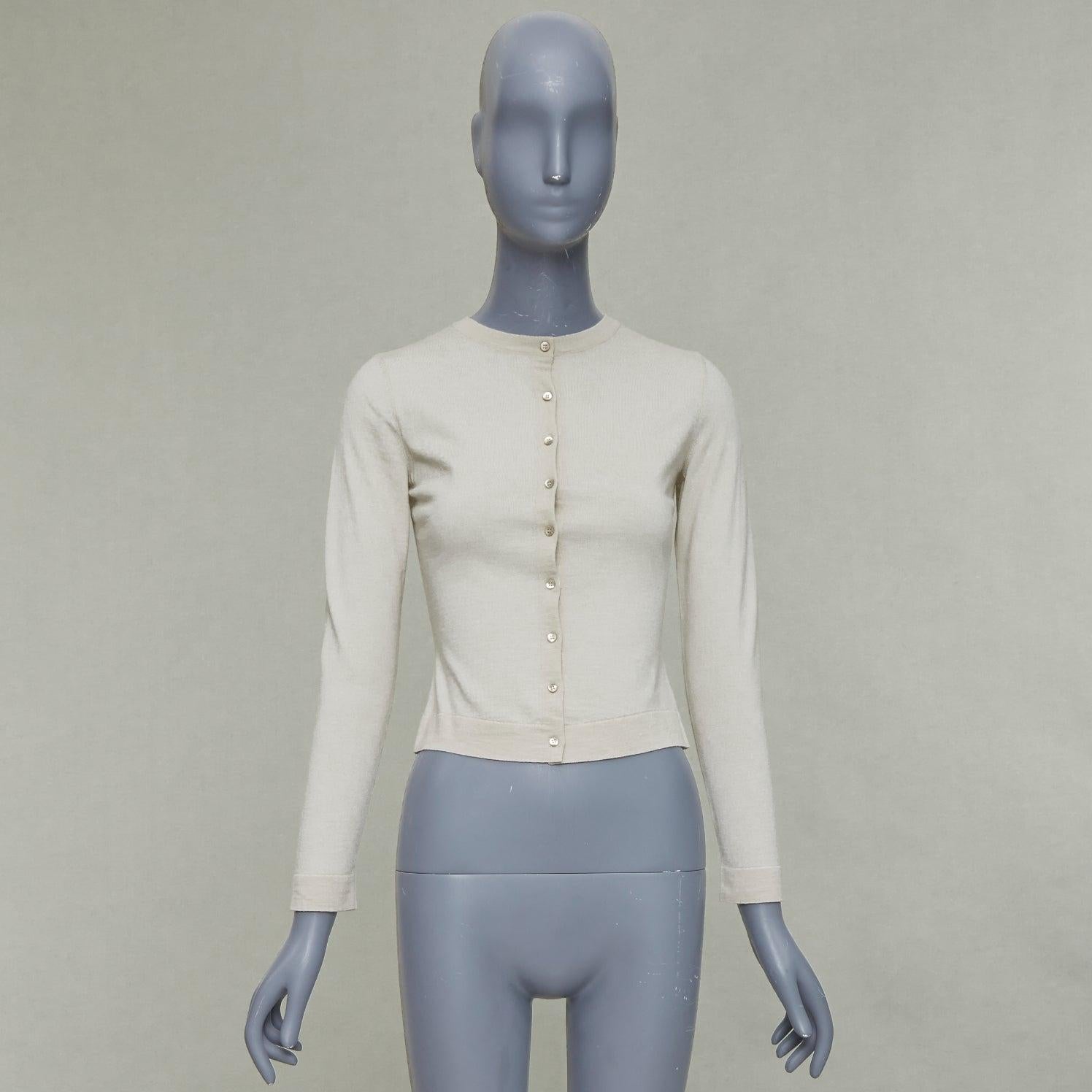 ALAIA beige mezcla de lana virgen mini botones chaqueta de punto clásica FR36 S en venta 5