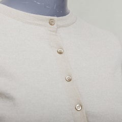 ALAIA beige virgin wool blend mini buttons classic cropped cardigan FR36 S