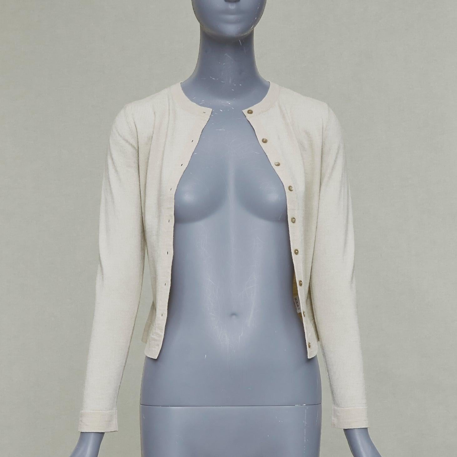 ALAIA beige mezcla de lana virgen mini botones chaqueta de punto clásica FR36 S Beige en venta