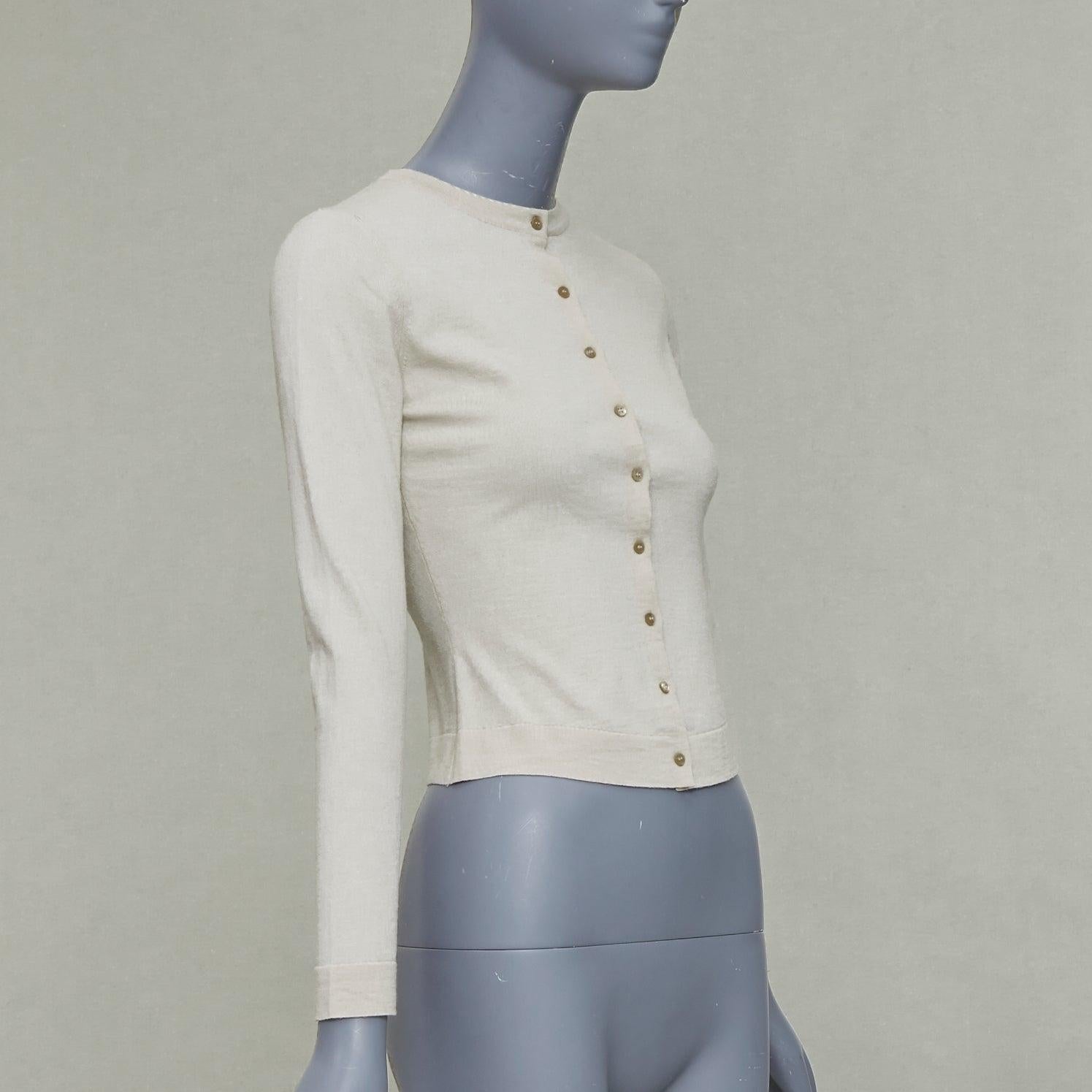 ALAIA beige mezcla de lana virgen mini botones chaqueta de punto clásica FR36 S en Excelente estado para la venta en Hong Kong, NT