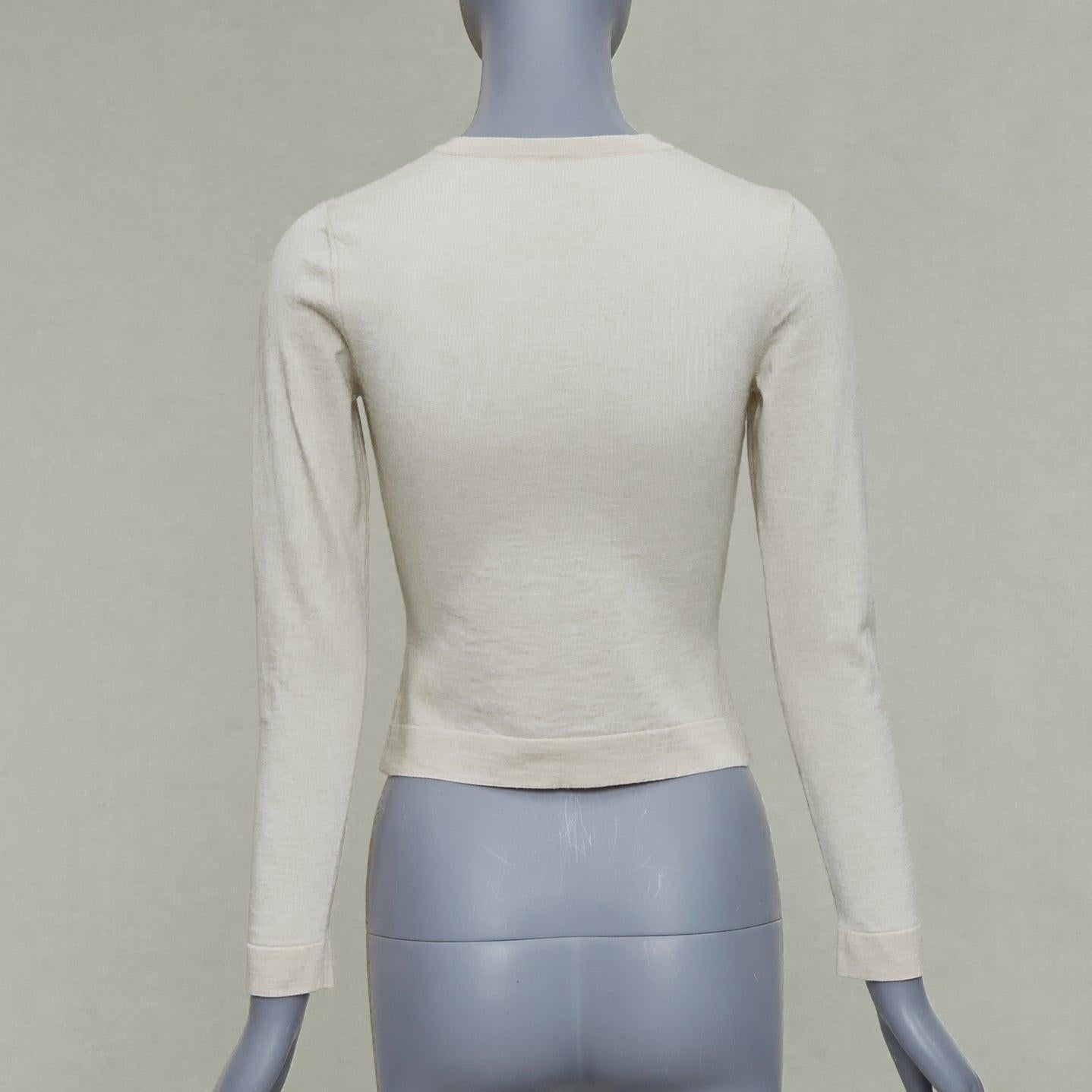 ALAIA beige mezcla de lana virgen mini botones chaqueta de punto clásica FR36 S en venta 1