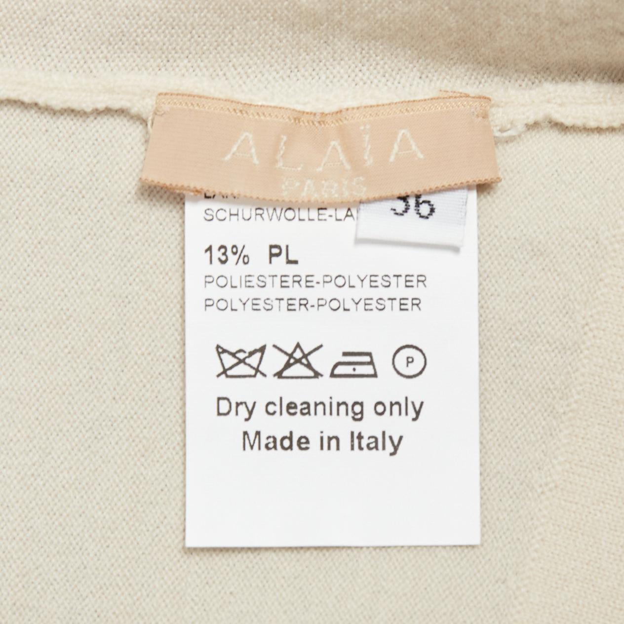 ALAIA beige mezcla de lana virgen mini botones chaqueta de punto clásica FR36 S en venta 4