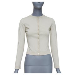 ALAIA beige mezcla de lana virgen mini botones chaqueta de punto clásica FR36 S