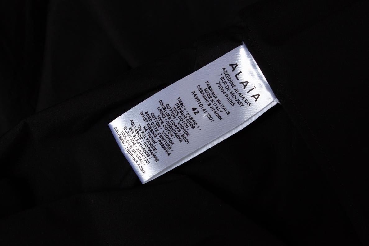 Alaia, Belted cotton midi poplin dress in black 2