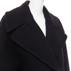 ALAIA black 100% double faced virgin wool oversized cocoon egg coat FR34 XS