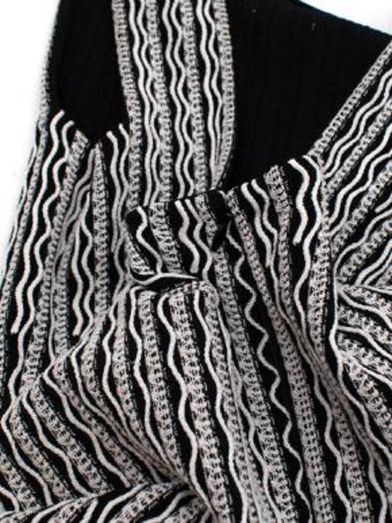 Alaia Black and White Knitted Skater Dress For Sale 1