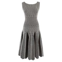 Alaia Black and White Knitted Skater Dress