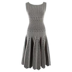 Alaia Black and White Knitted Skater Dress