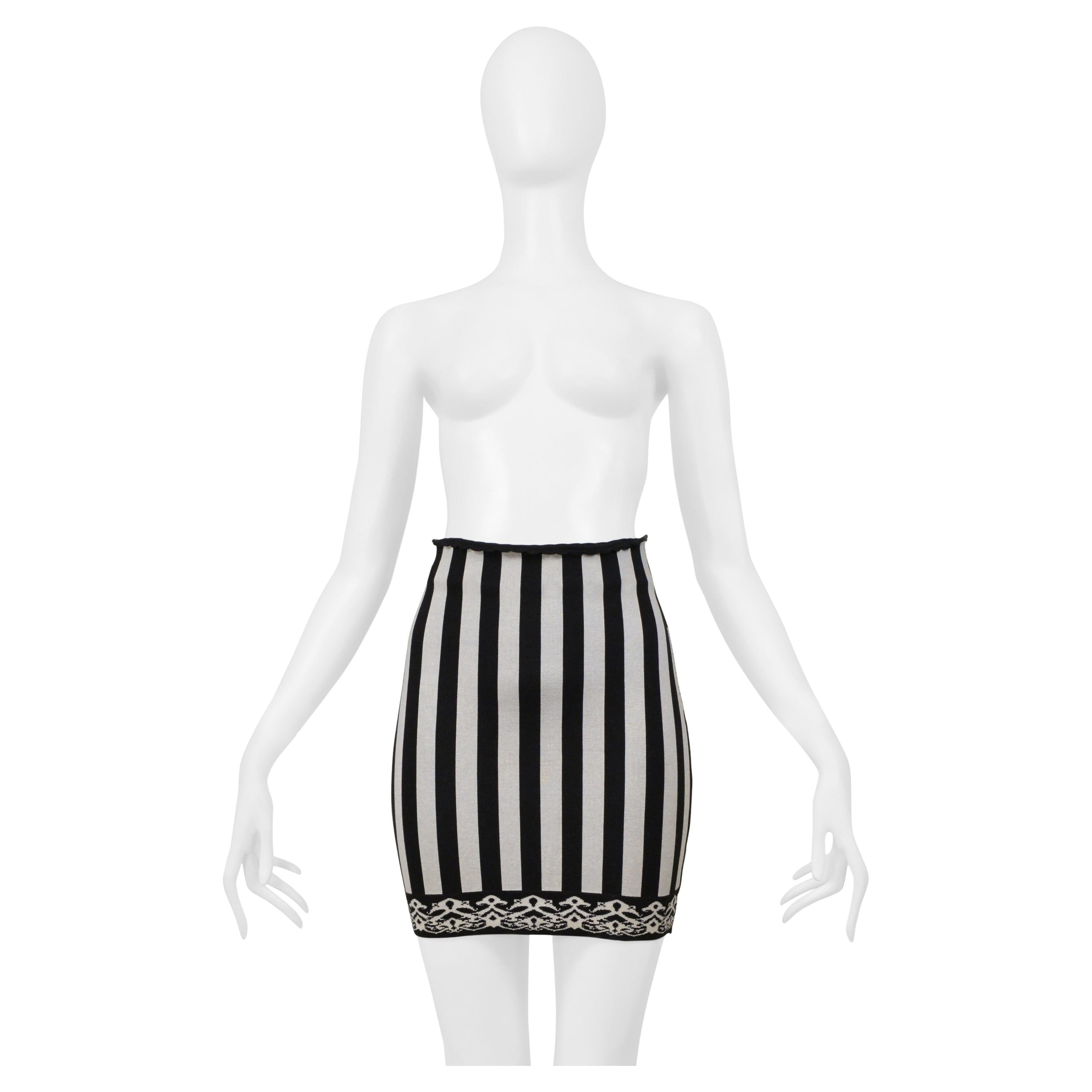 Alaia Black And White Stripe Skirt 1992