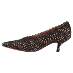 Alaia Black/Beige Suede Pointed Toe Pumps Size 39