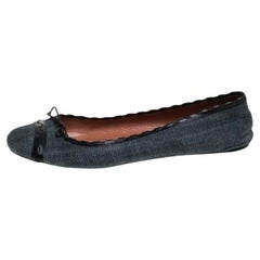 Alaia Black/Blue Denim Bow Ballet Flats Size 37