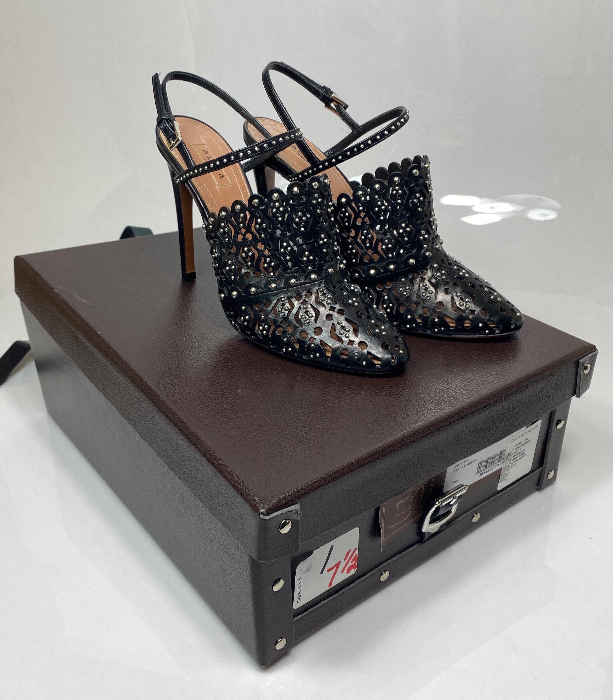 Alaia Black “Bottines” slingback heels - Size 37.5 For Sale 7