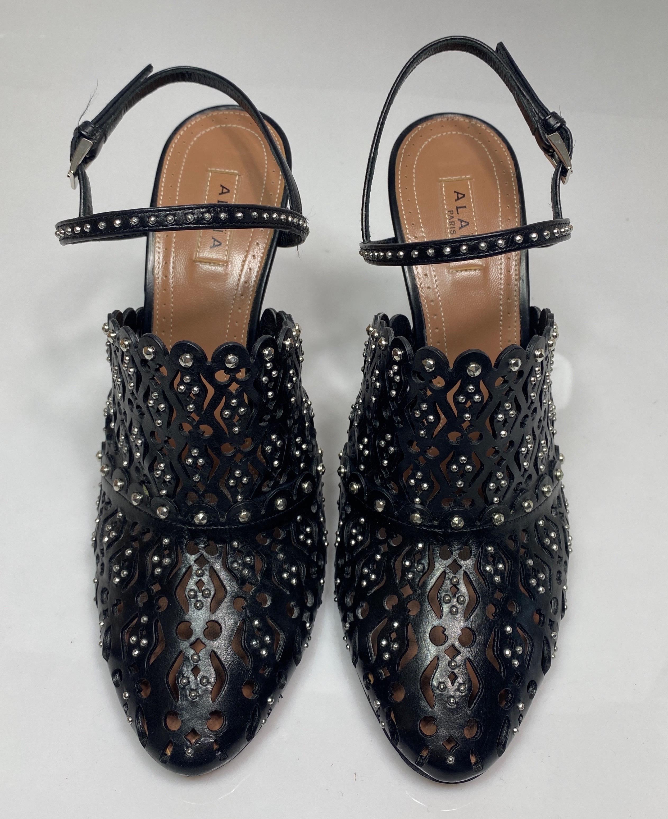 Alaia Black “Bottines” slingback heels - Size 37.5 For Sale 1