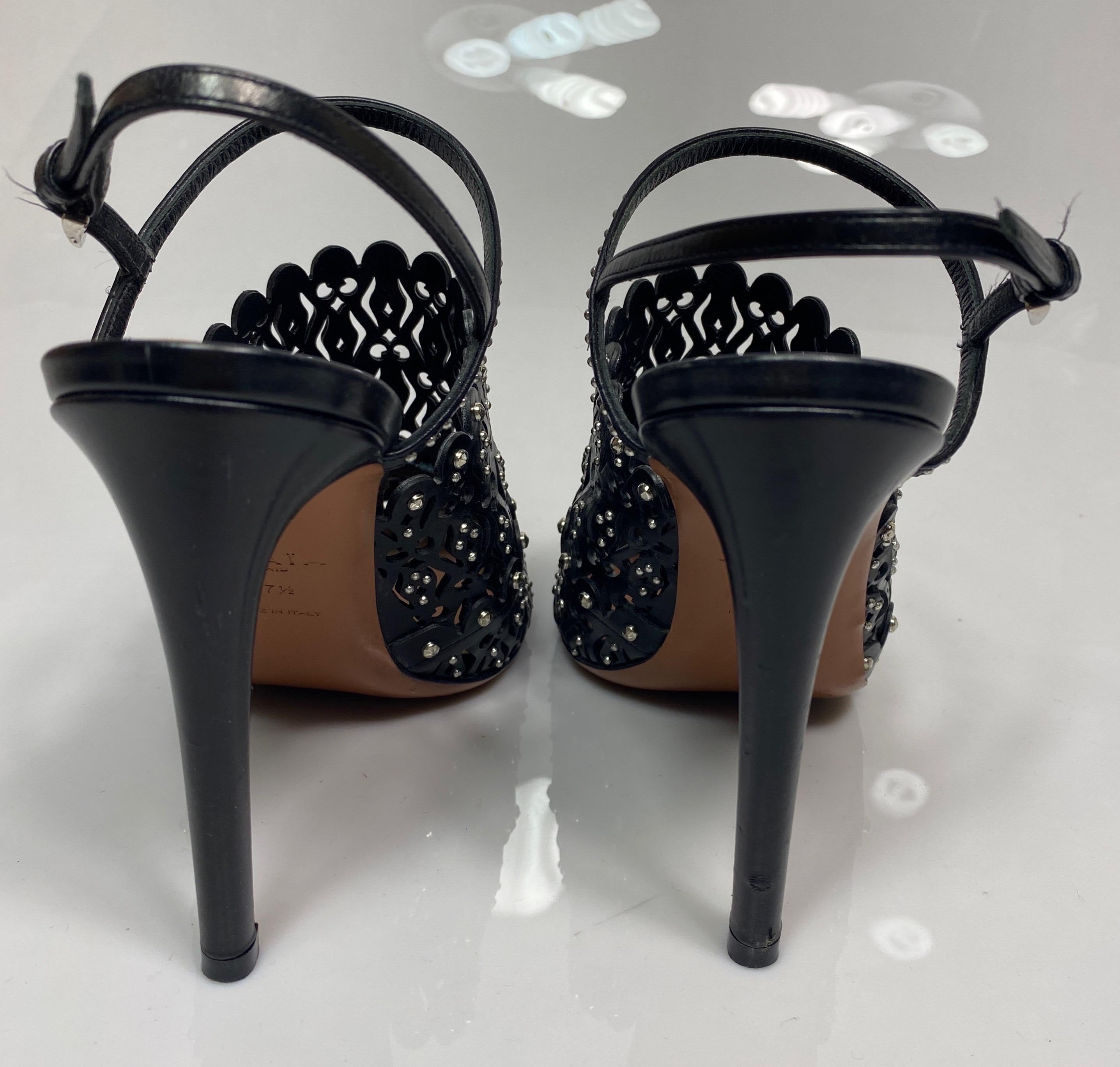 Alaia Black “Bottines” slingback heels - Size 37.5 For Sale 4