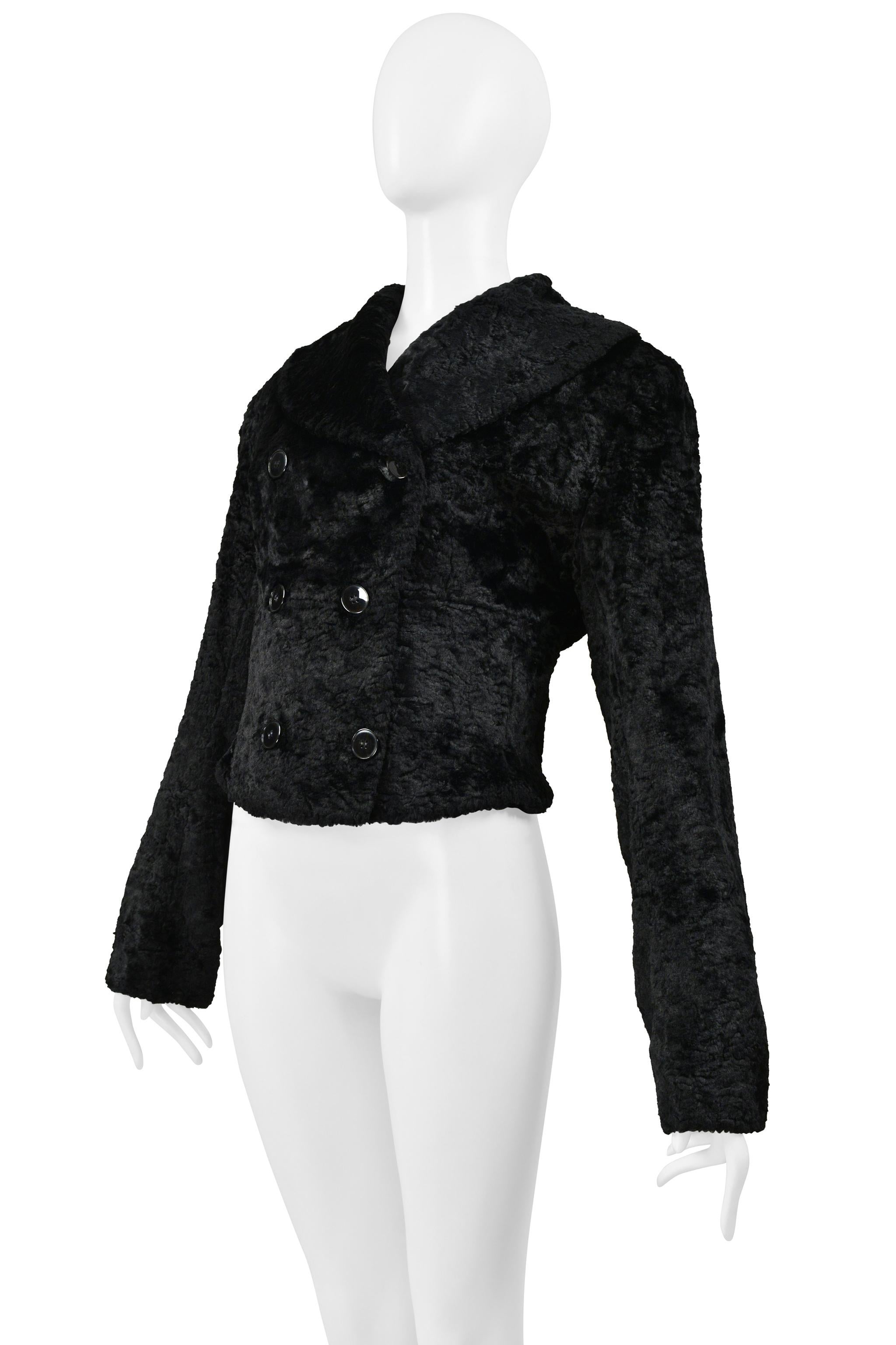 Alaia Black Chenille Double Breasted Jacket 1992 In Excellent Condition For Sale In Los Angeles, CA