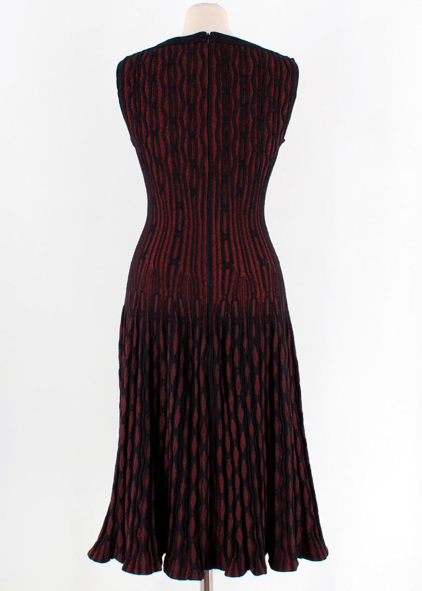 Alaia Black & Cherry Knit Midi Dress US 8 In Excellent Condition In London, GB