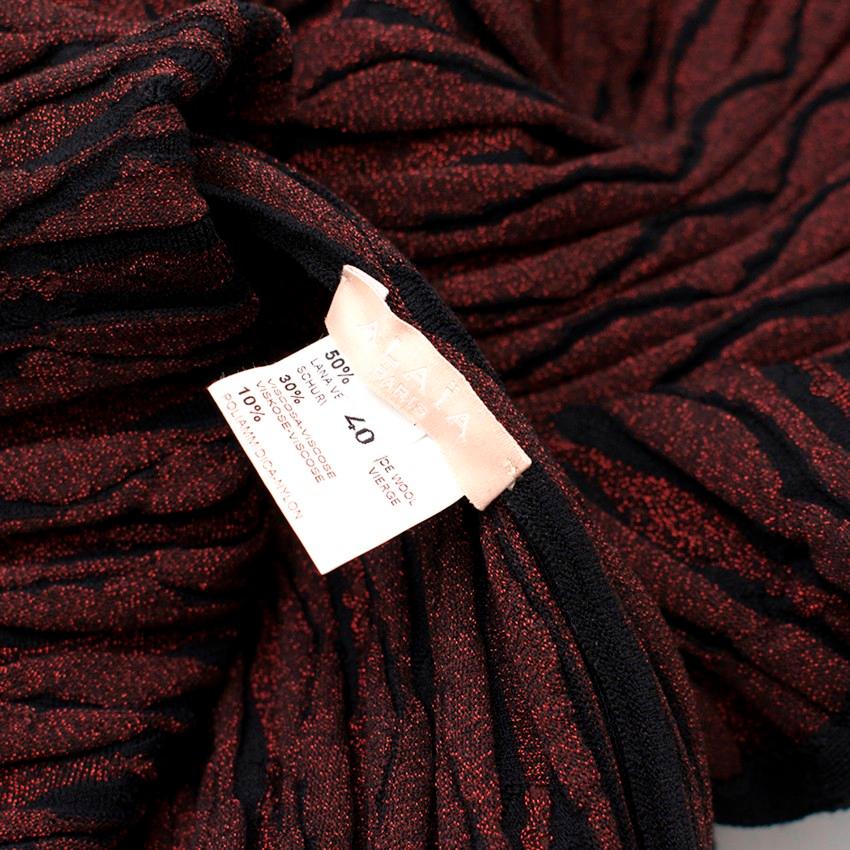 Alaia Black & Cherry Knit Midi Dress US 8 1