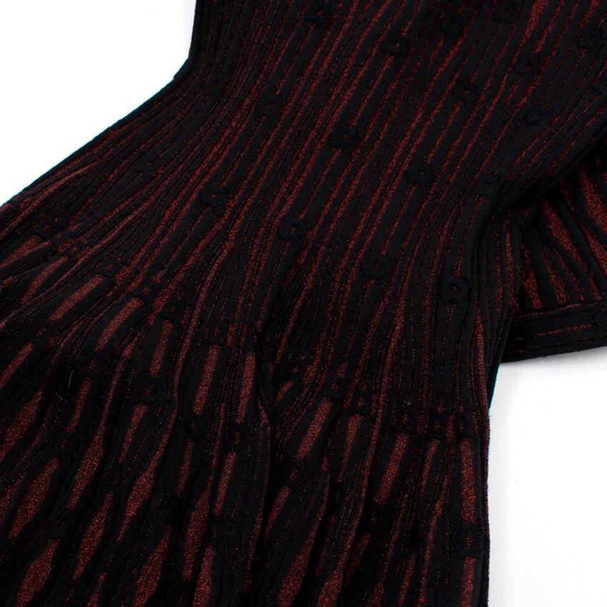 Alaia Black & Cherry Knit Midi Dress US 8 3