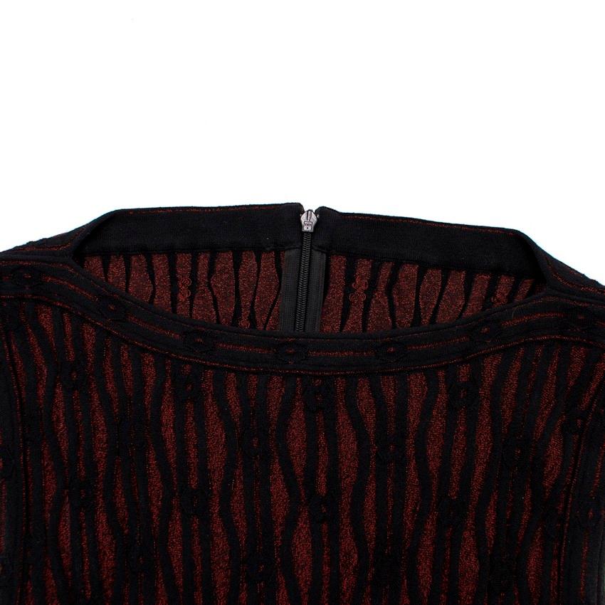 Alaia Black & Cherry Knit Midi Dress US 8 4