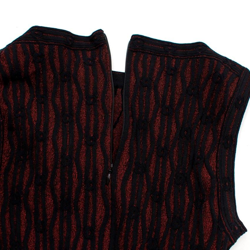 Alaia Black & Cherry Knit Midi Dress US 8 5