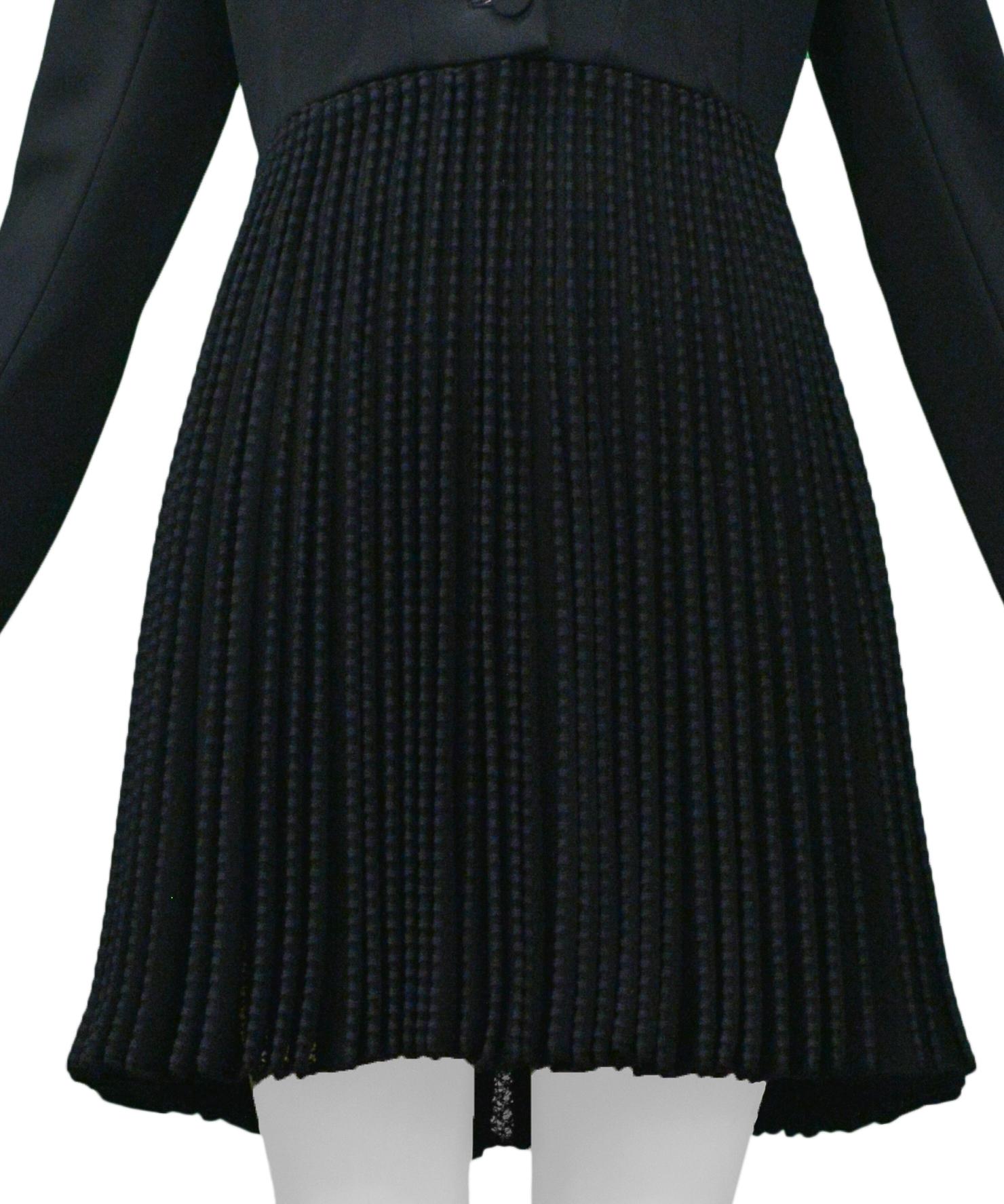Women's Alaia Black Coat With Pleated Lace Skirt