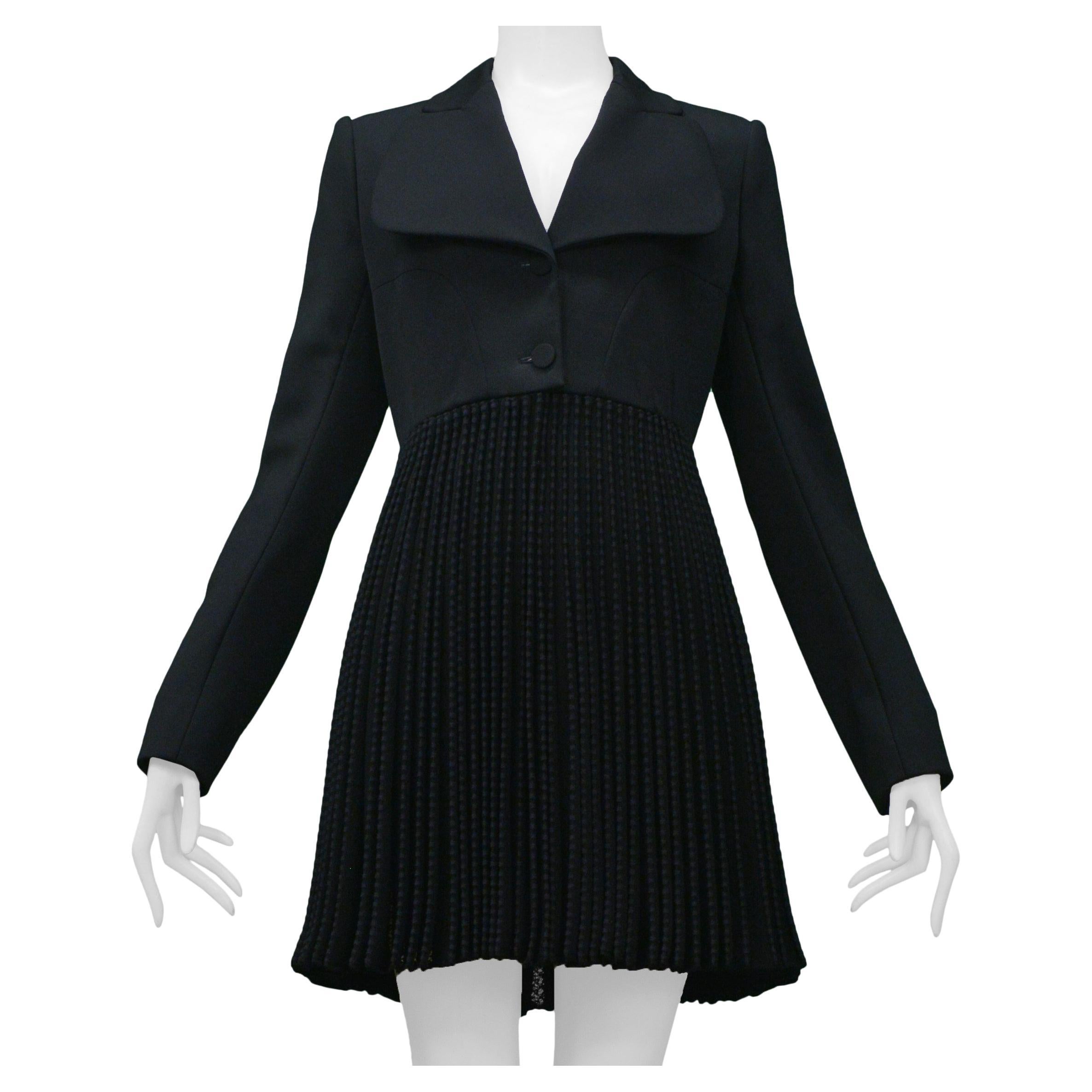 Alaia Black Coat With Pleated Lace Skirt