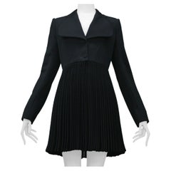 Alaia Black Coat With Pleated Lace Skirt