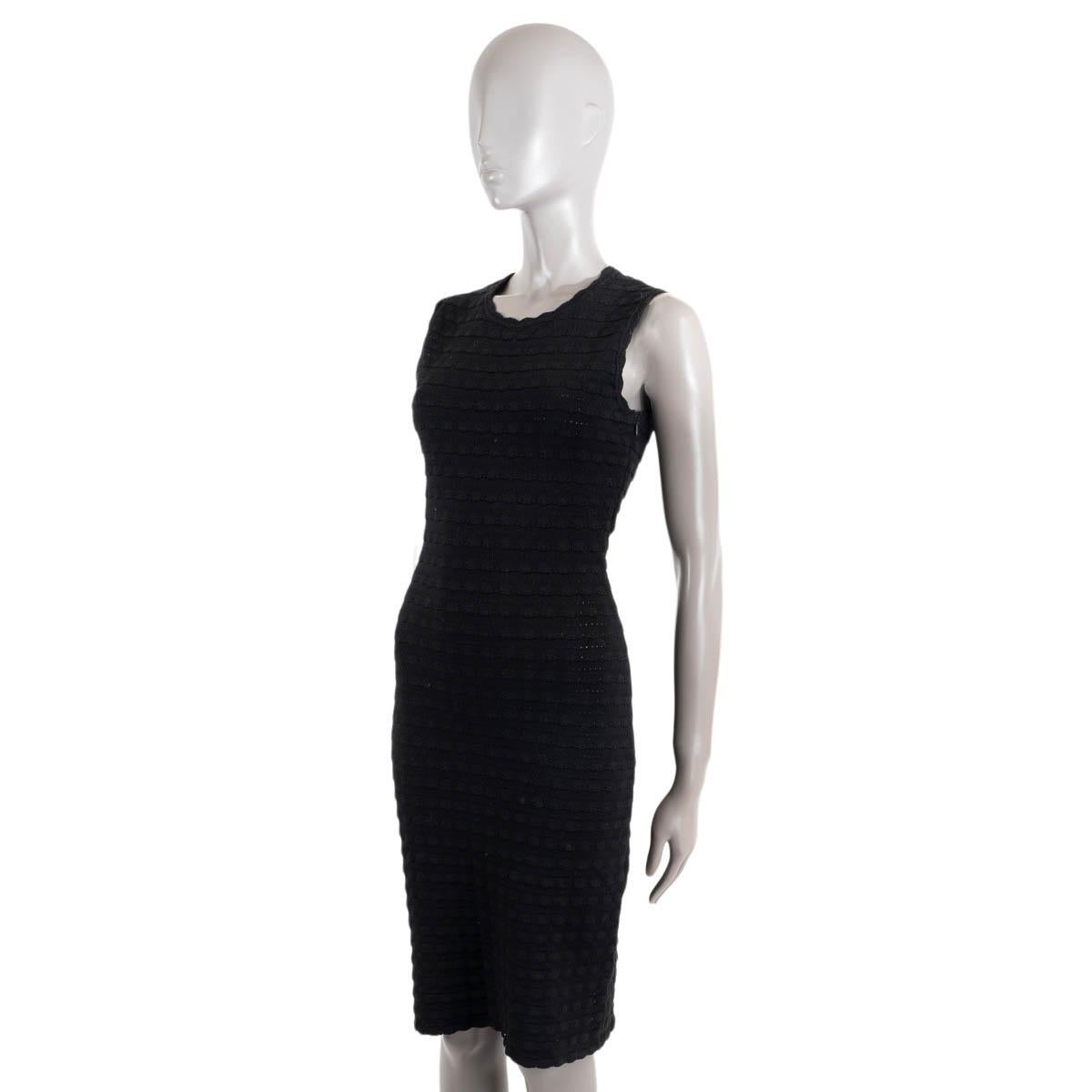Women's ALAIA black cotton blend SCALLOPED JACQUARD KNIT Dress XS For Sale