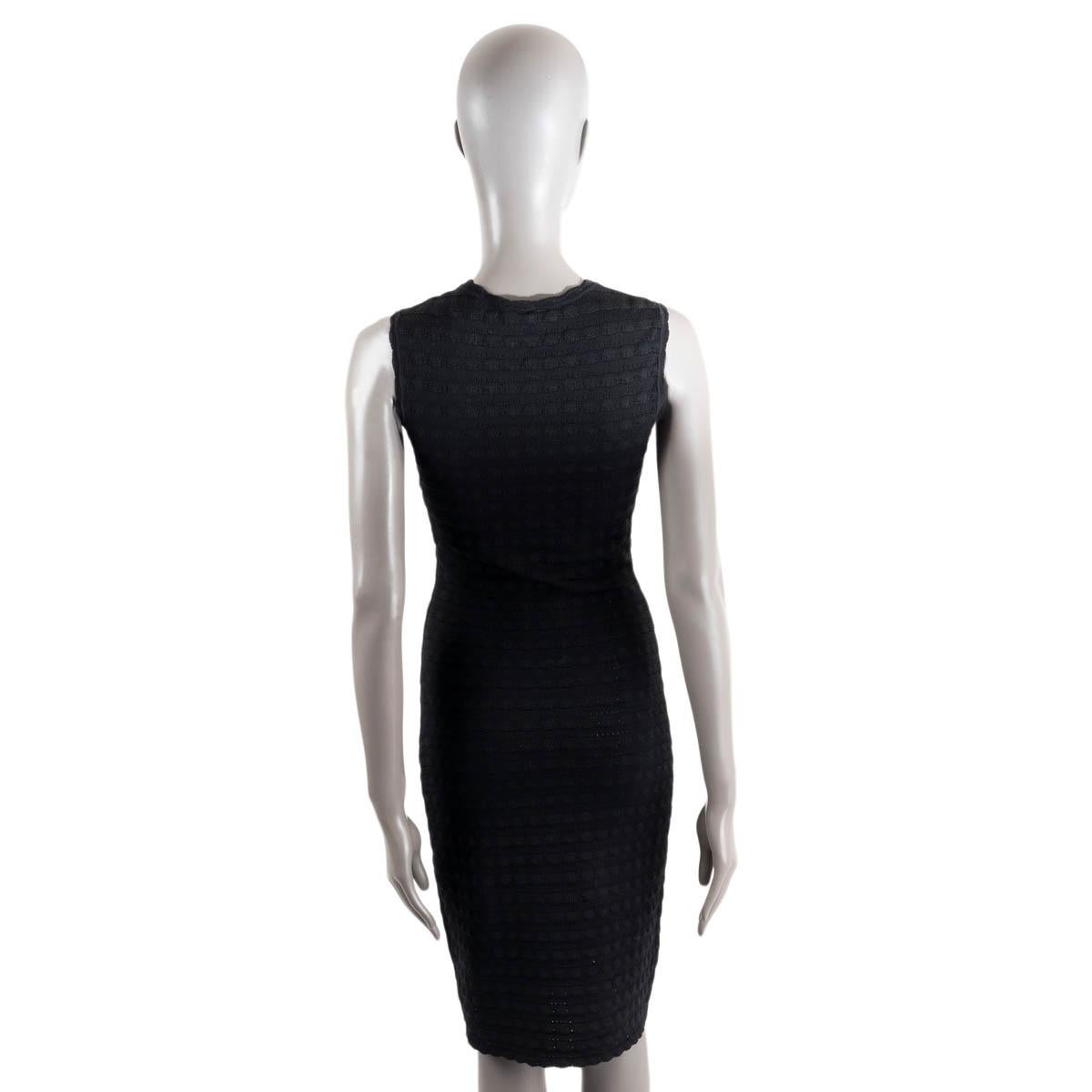 ALAIA black cotton blend SCALLOPED JACQUARD KNIT Dress XS For Sale 1