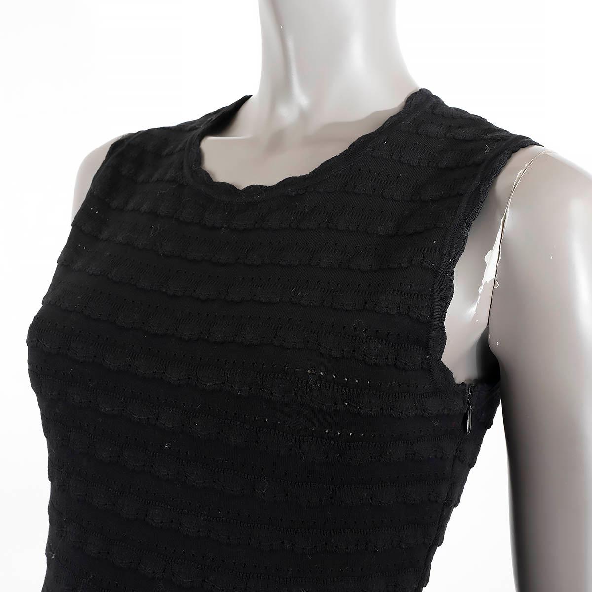 ALAIA black cotton blend SCALLOPED JACQUARD KNIT Dress XS For Sale 2