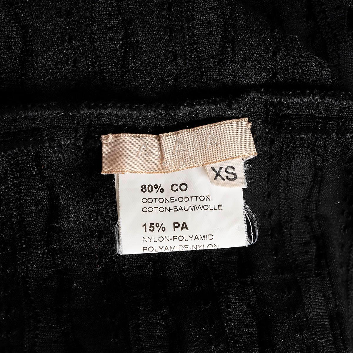 ALAIA black cotton blend SCALLOPED JACQUARD KNIT Dress XS For Sale 3
