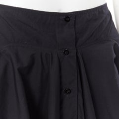 ALAIA black cotton button front pleated flared mini skirt FR36 25"